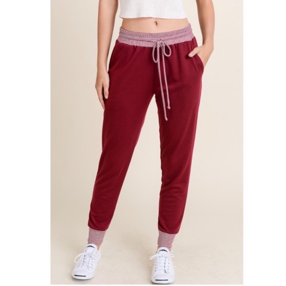 Burgundy Joggers Sweatpants BRAND NEW - Picture 2 of 4